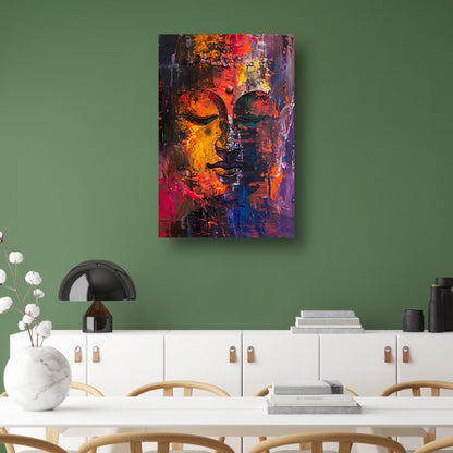 Dynamische Kleurrijke Abstractie van Menselijke Emoties canvas met baklijst