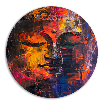 Dynamische Kleurrijke Abstractie van Menselijke Emoties aluminium muurcirkel