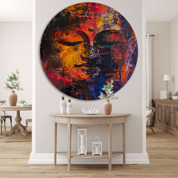 Dynamische Kleurrijke Abstractie van Menselijke Emoties aluminium muurcirkel