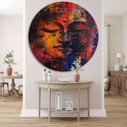 Dynamische Kleurrijke Abstractie van Menselijke Emoties aluminium muurcirkel