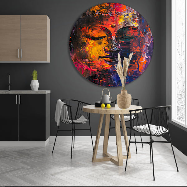 Dynamische Kleurrijke Abstractie van Menselijke Emoties aluminium muurcirkel