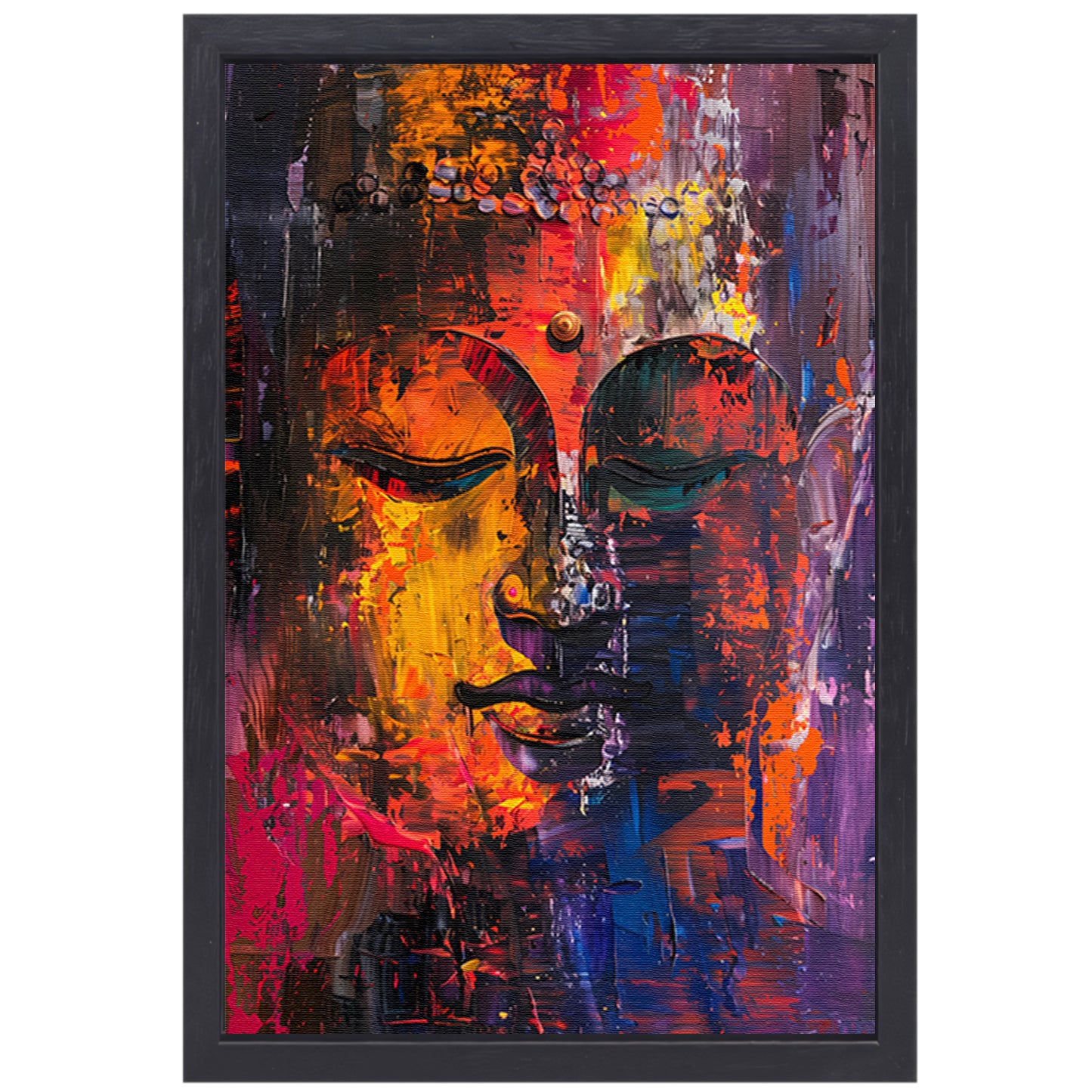 Dynamische Kleurrijke Abstractie van Menselijke Emoties canvas met baklijst