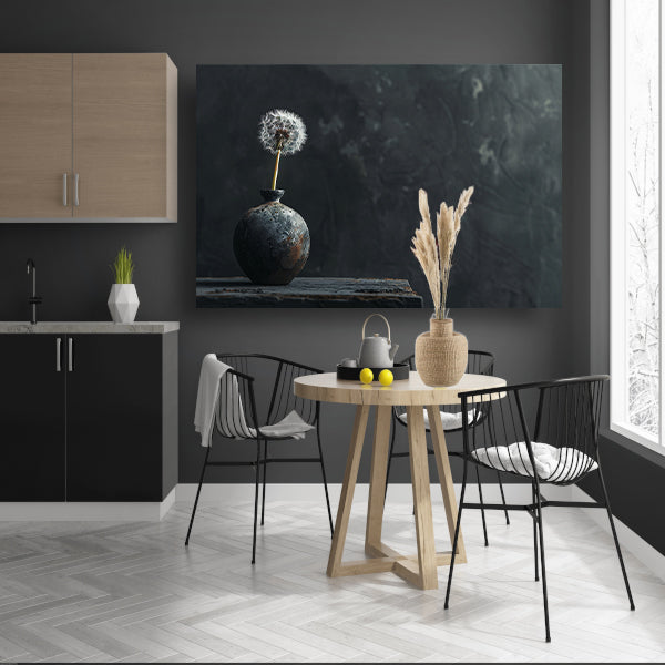 Eenzame paardenbloem in antieke vaas acrylglas
