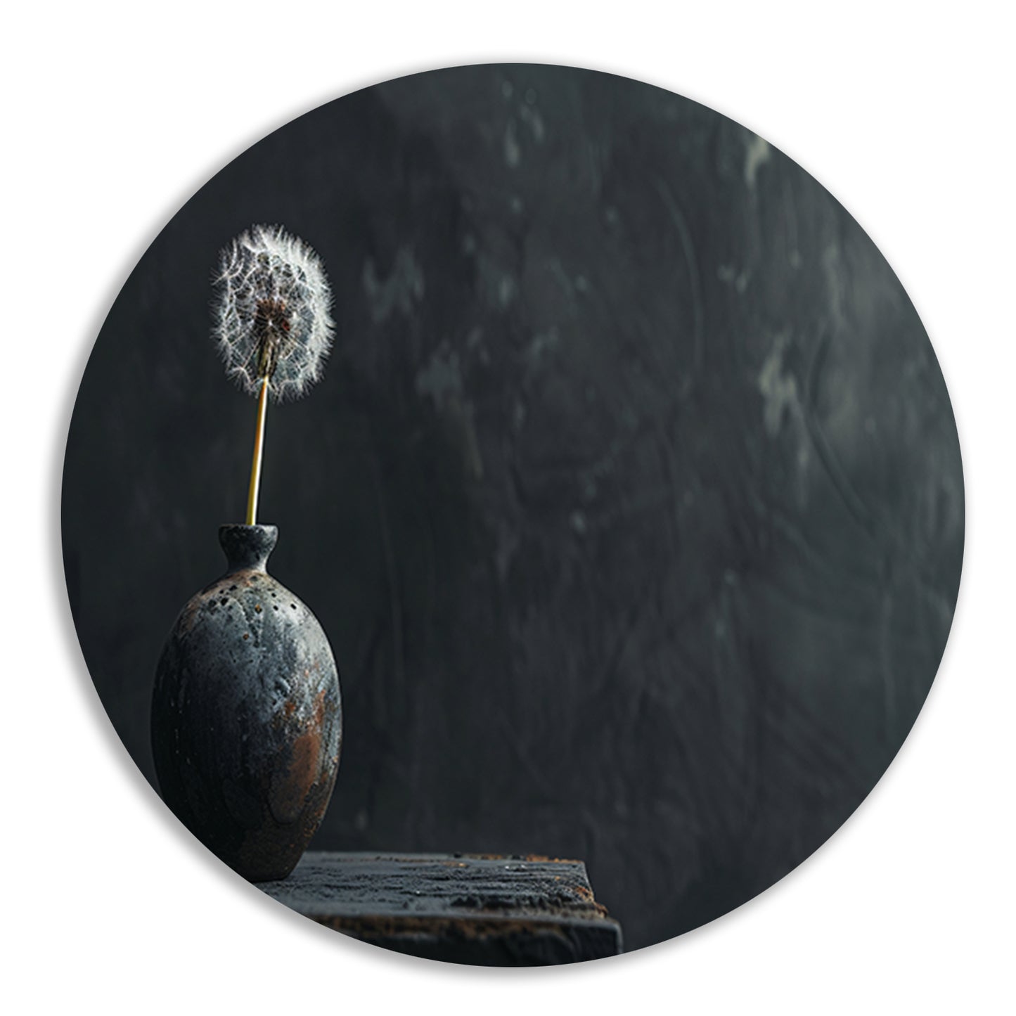 Eenzame paardenbloem in antieke vaas forex muurcirkel