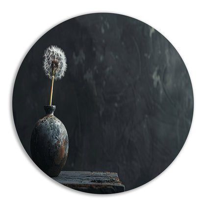 Eenzame paardenbloem in antieke vaas forex muurcirkel