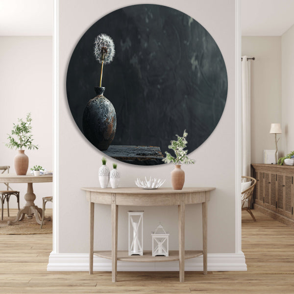 Eenzame paardenbloem in antieke vaas forex muurcirkel