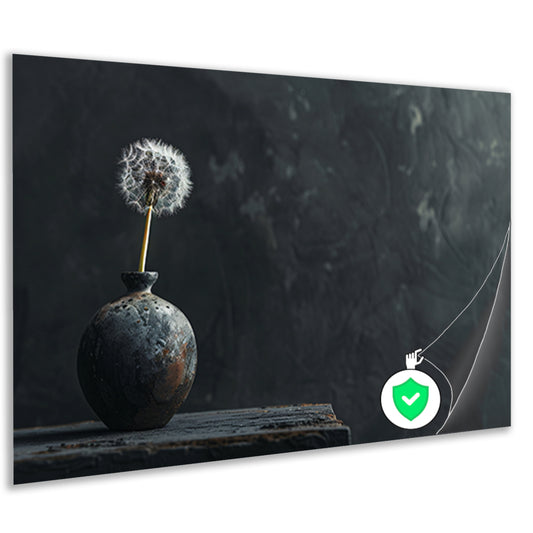 Eenzame paardenbloem in antieke vaas poster