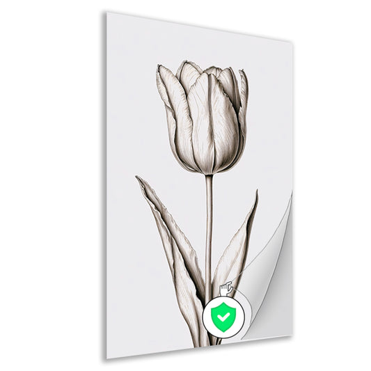 Elegante tulp in zwart-wit lijnen poster