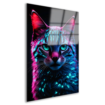 Futuristische neon kat in digitale kunst acrylglas