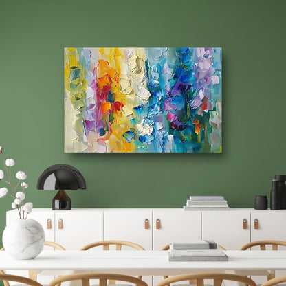 Abstract kleurrijk schilderij met bloemenmotief canvas