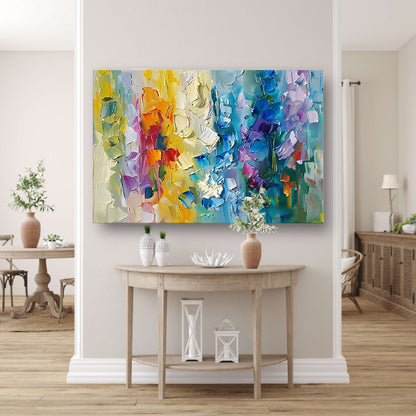 Abstract kleurrijk schilderij met bloemenmotief canvas