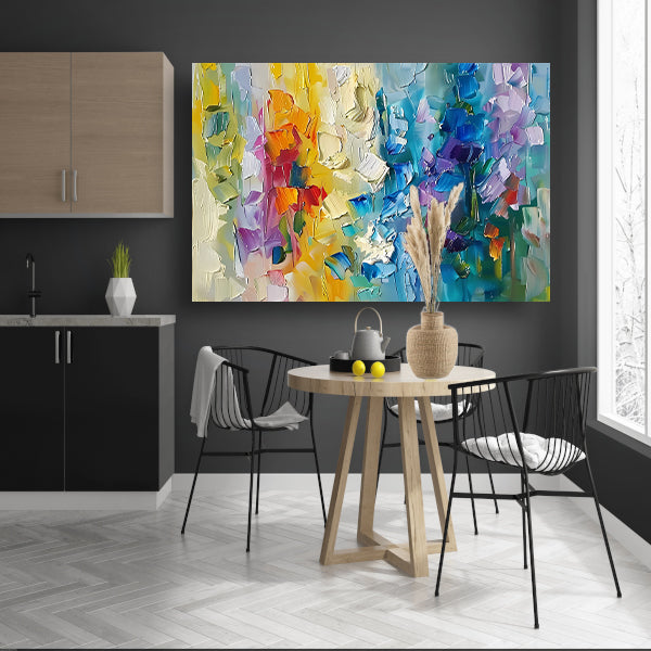 Abstract kleurrijk schilderij met bloemenmotief canvas