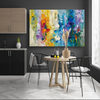 Abstract kleurrijk schilderij met bloemenmotief canvas