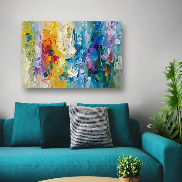 Abstract kleurrijk schilderij met bloemenmotief canvas