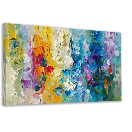 Abstract kleurrijk schilderij met bloemenmotief canvas