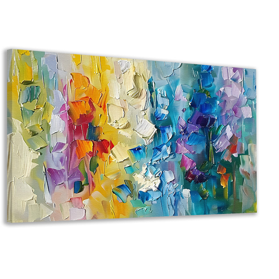 Abstract kleurrijk schilderij met bloemenmotief canvas
