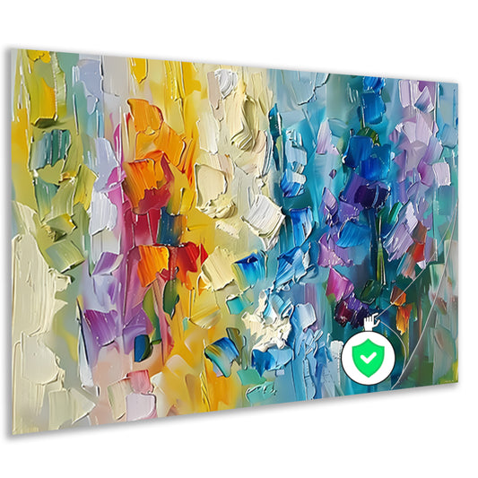 Abstract kleurrijk schilderij met bloemenmotief poster