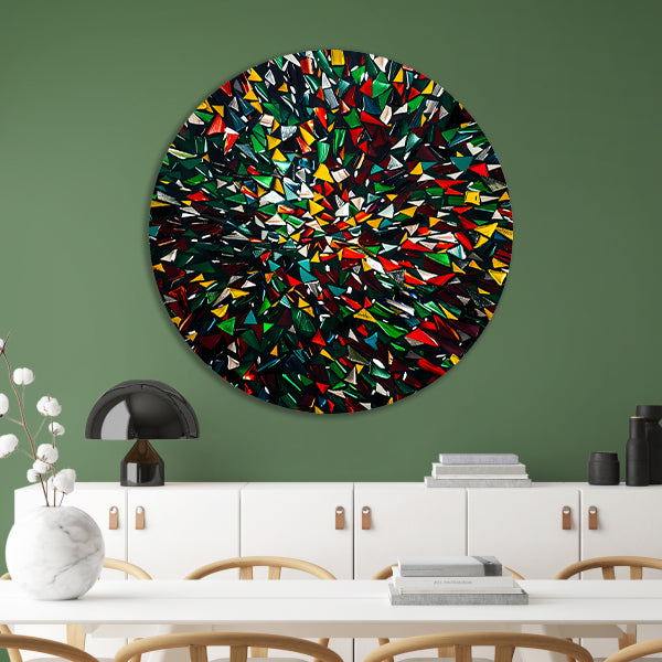 Kleurrijk abstract kunstwerk met geometrische vormen forex muurcirkel