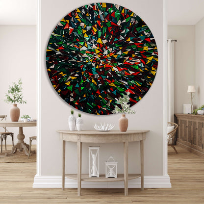 Kleurrijk abstract kunstwerk met geometrische vormen forex muurcirkel