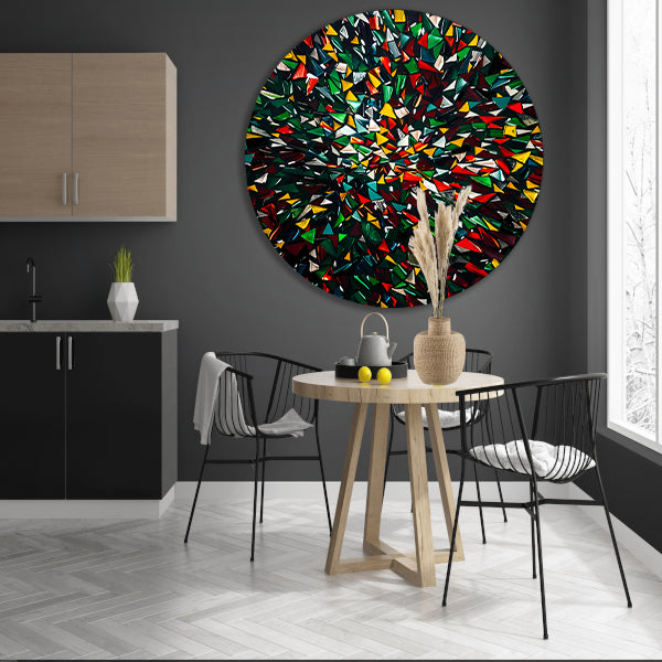 Kleurrijk abstract kunstwerk met geometrische vormen forex muurcirkel