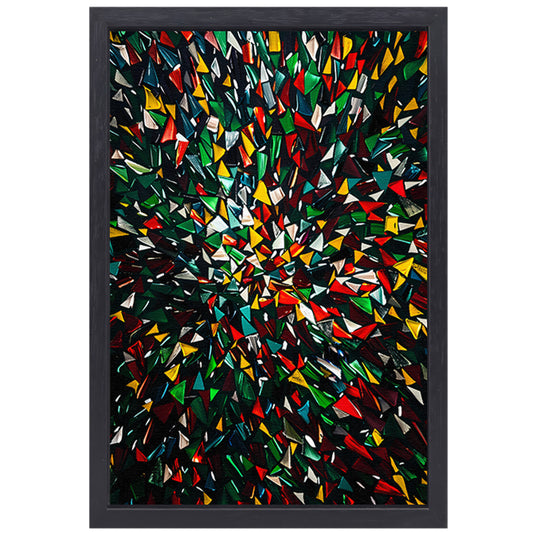 Kleurrijk abstract kunstwerk met geometrische vormen canvas met baklijst