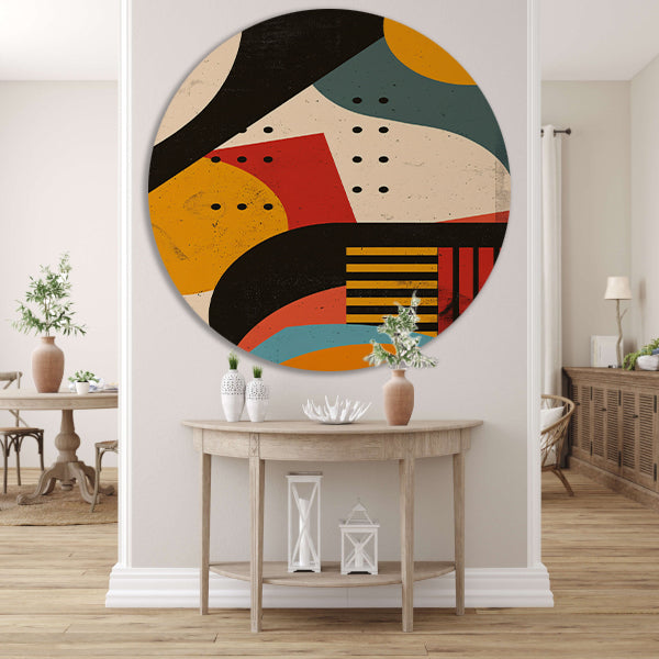 Abstract compositie met geometrische vormen en primaire kleuren forex muurcirkel