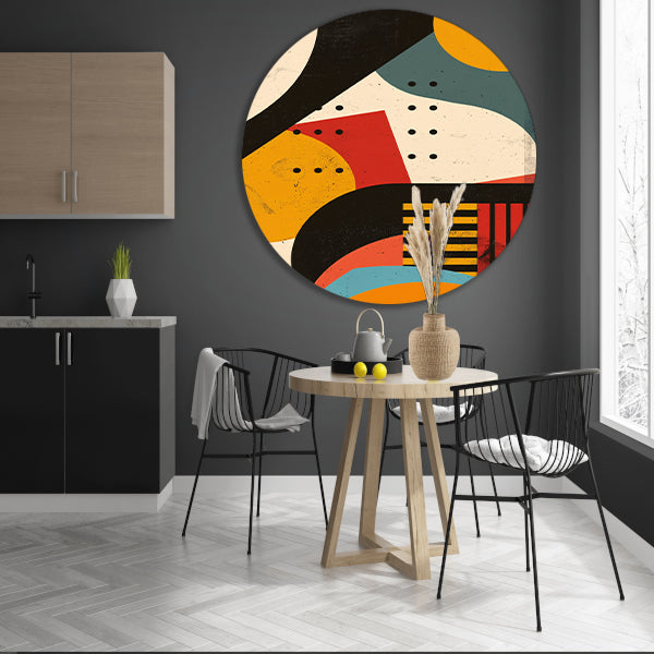 Abstract compositie met geometrische vormen en primaire kleuren forex muurcirkel