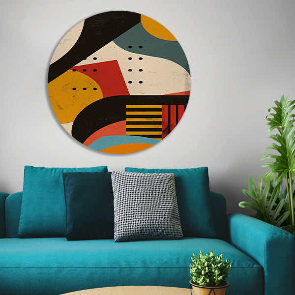 Abstract compositie met geometrische vormen en primaire kleuren forex muurcirkel