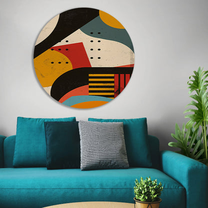 Abstract compositie met geometrische vormen en primaire kleuren forex muurcirkel