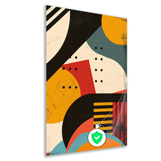 Abstract compositie met geometrische vormen en primaire kleuren poster