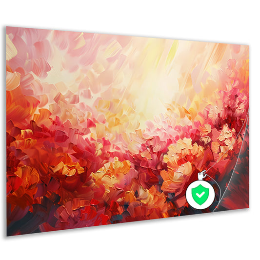 Kleurrijk abstract bloemenveld in warme tinten poster