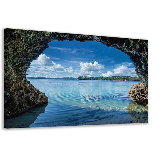 Zeezicht vanuit een grot met turquoise water canvas