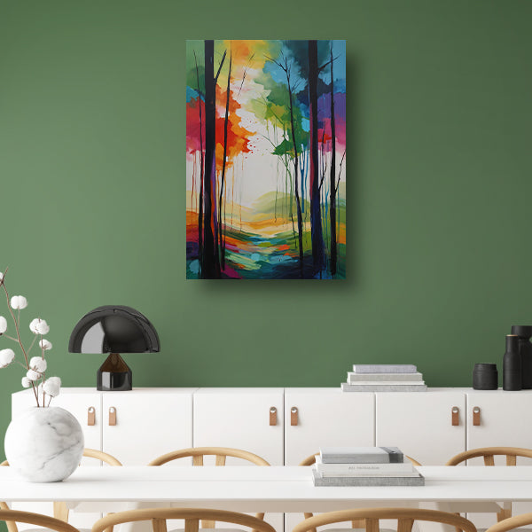 Abstracte Kleurrijke Boslandschap Impressie canvas