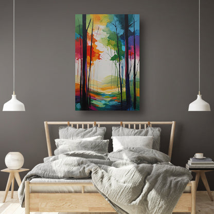Abstracte Kleurrijke Boslandschap Impressie canvas