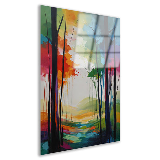 Abstracte Kleurrijke Boslandschap Impressie Acrylglas