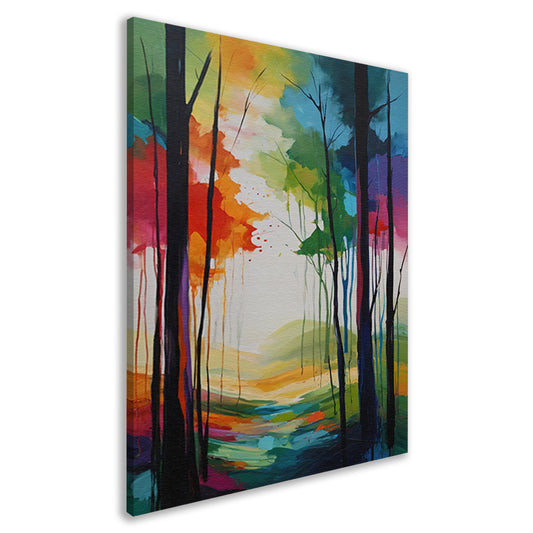 Abstracte Kleurrijke Boslandschap Impressie canvas