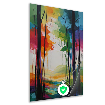 Abstracte Kleurrijke Boslandschap Impressie poster