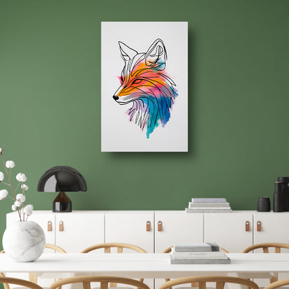 Moderne Lijnkunst Illustratie van een Vos canvas met baklijst