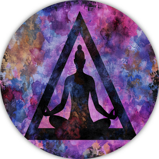 Abstracte meditatie met kleurrijke achtergrond aluminium muurcirkel