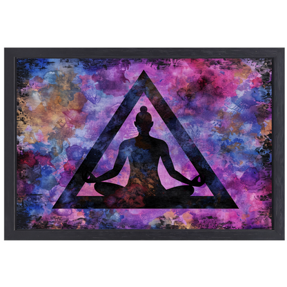 Abstracte meditatie met kleurrijke achtergrond canvas met baklijst