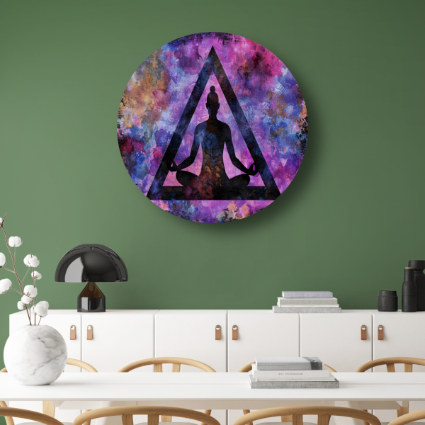 Abstracte meditatie met kleurrijke achtergrond aluminium muurcirkel
