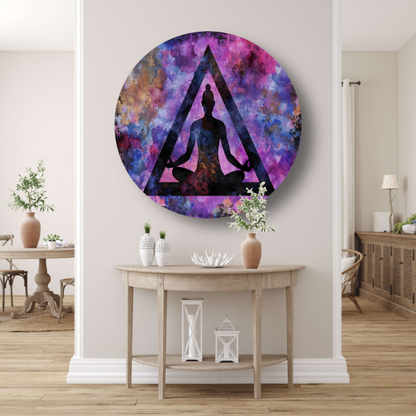 Abstracte meditatie met kleurrijke achtergrond aluminium muurcirkel