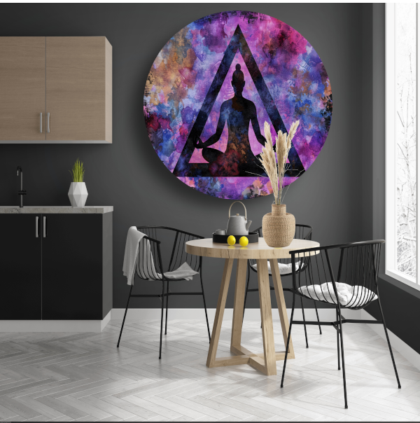 Abstracte meditatie met kleurrijke achtergrond aluminium muurcirkel