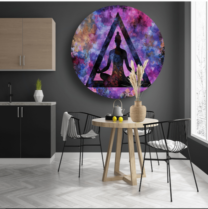 Abstracte meditatie met kleurrijke achtergrond aluminium muurcirkel