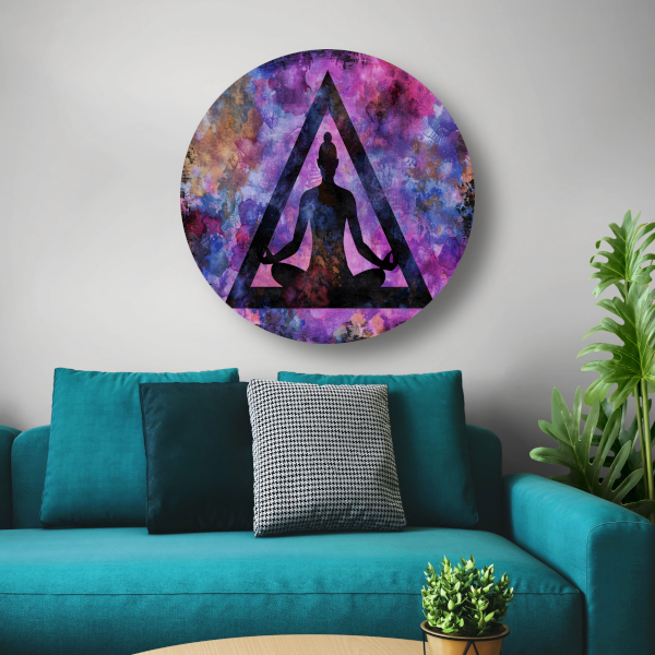 Abstracte meditatie met kleurrijke achtergrond aluminium muurcirkel