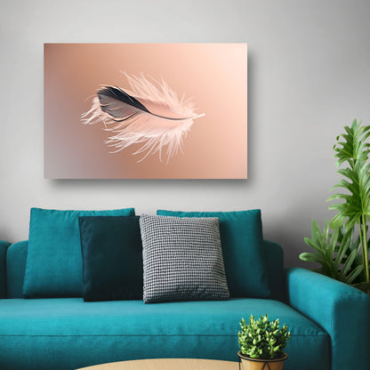 Minimalistische veer in zachte tonen poster