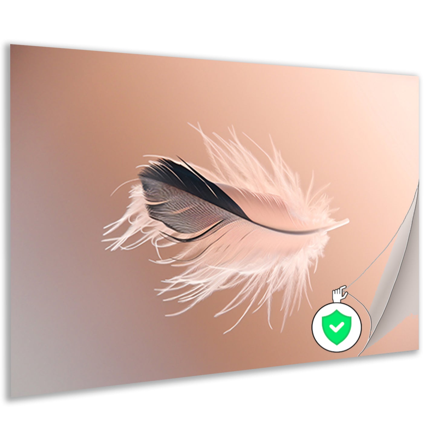 Minimalistische veer in zachte tonen poster