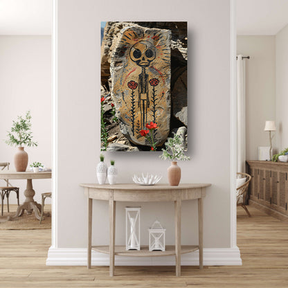 Skelet met Rode Bloemen canvas