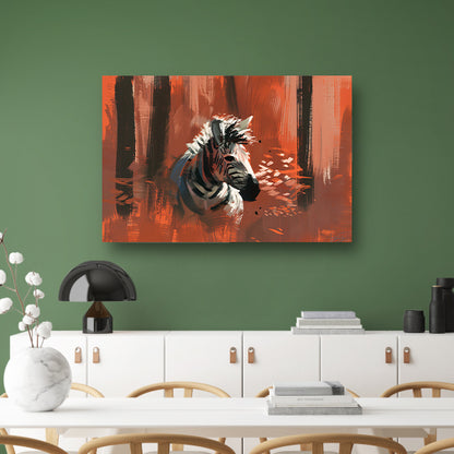 Abstracte zebra in kleurrijk boslandschap poster