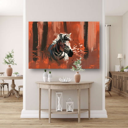 Abstracte zebra in kleurrijk boslandschap poster